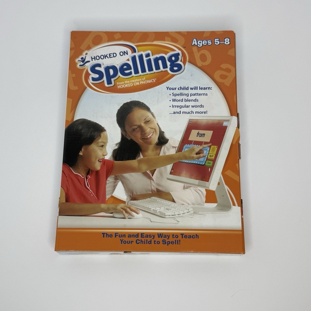Hooked on Spelling Computer Program Age 5-8 Workbooks Progress Stickers Open Box